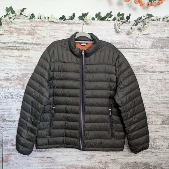 Tommy Hilfiger Men’s Packable Down Puffer Jacket XL Olive Green - Picture 1 of 8